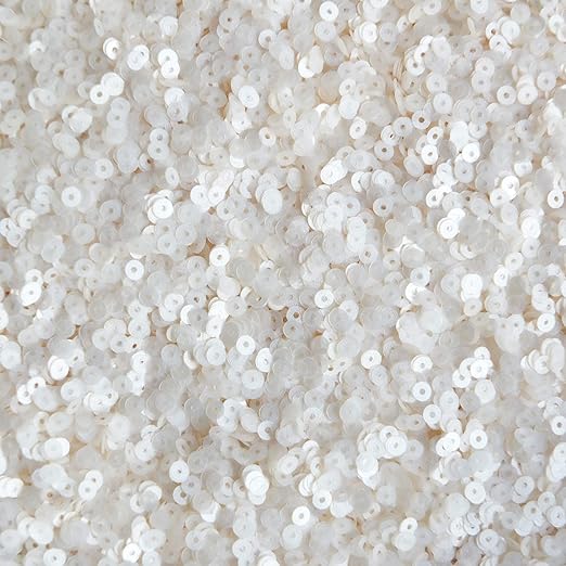 3mm Sequins Flat Round White Translucent Pearl. Made in USA