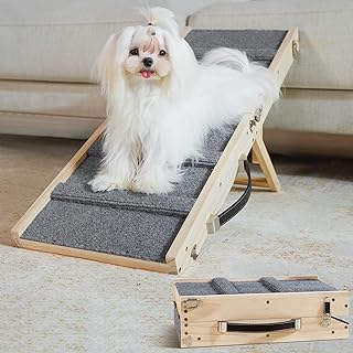 Dog Ramp Dog Stairs for Small Dogs Foldable Dog Ramp with 4 Adjustable Heights