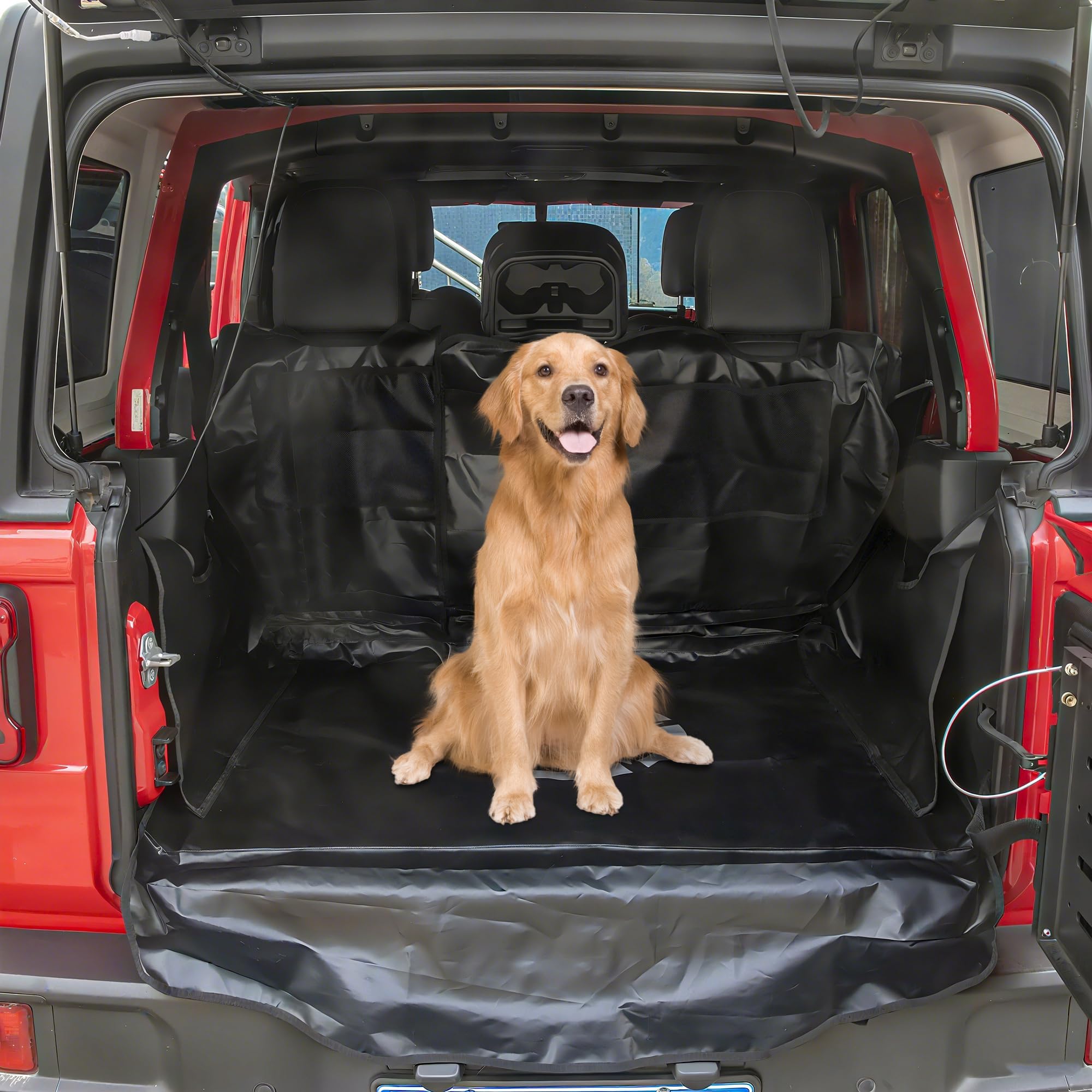 Dog Trunk Liner for Jeep - Heavy Duty Waterproof Oxford Cargo Protector for 2007-2025 Wrangler JK JL 4-Door, Nonslip Washable Pet Seat Cover & Anti-Scratch Liner (Star)