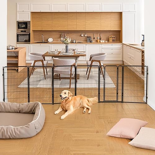Miniatura 7 de FXW Puerta para perros extra ancha diseñada para uso en interiores, ancho ajustable de hasta 165 pulgadas de ancho (40 pulgadas de alto, 6 paneles