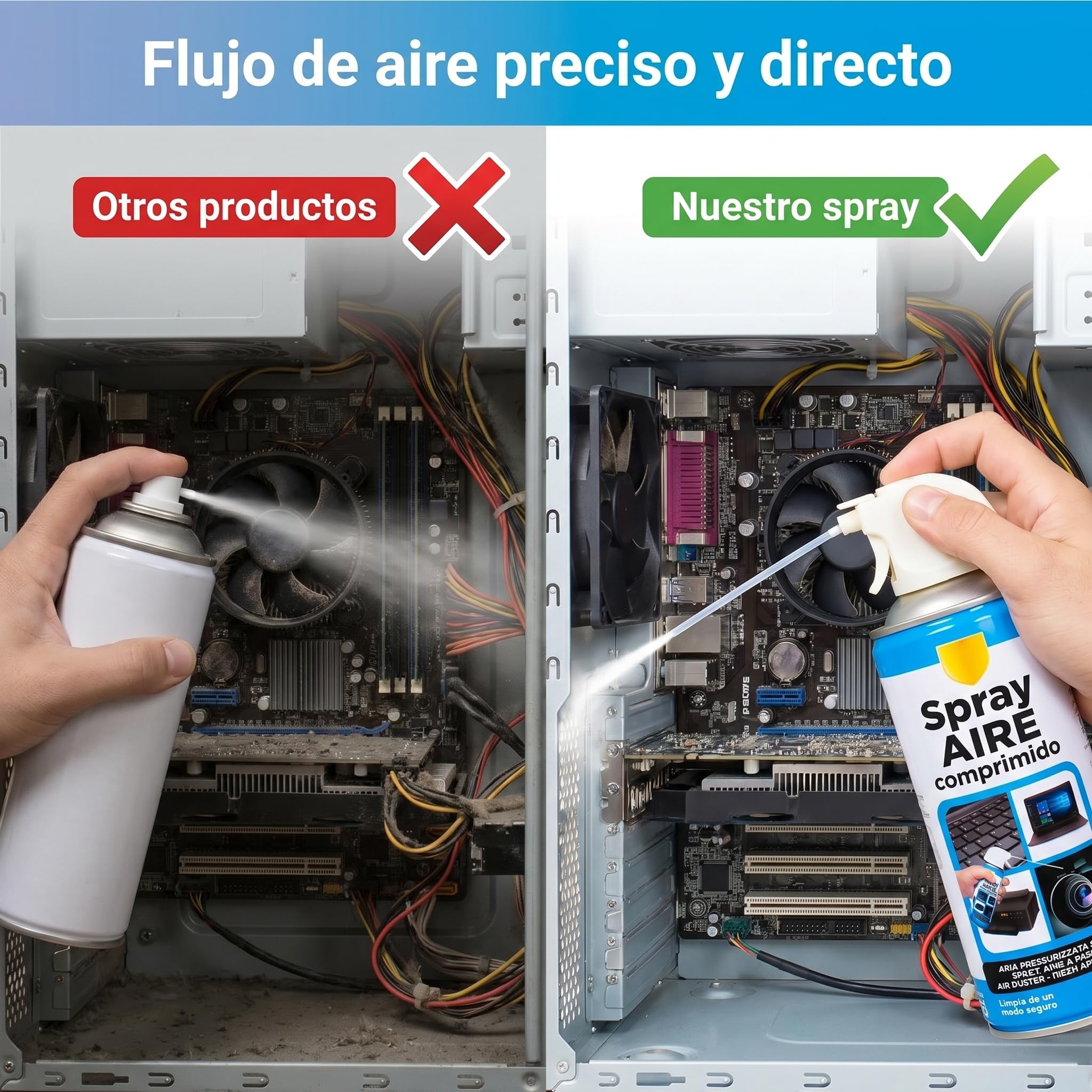 Spray de Aire Comprimido 400ml para Limpar Teclado, Ordenador, Cámara - Aire para Limpieza