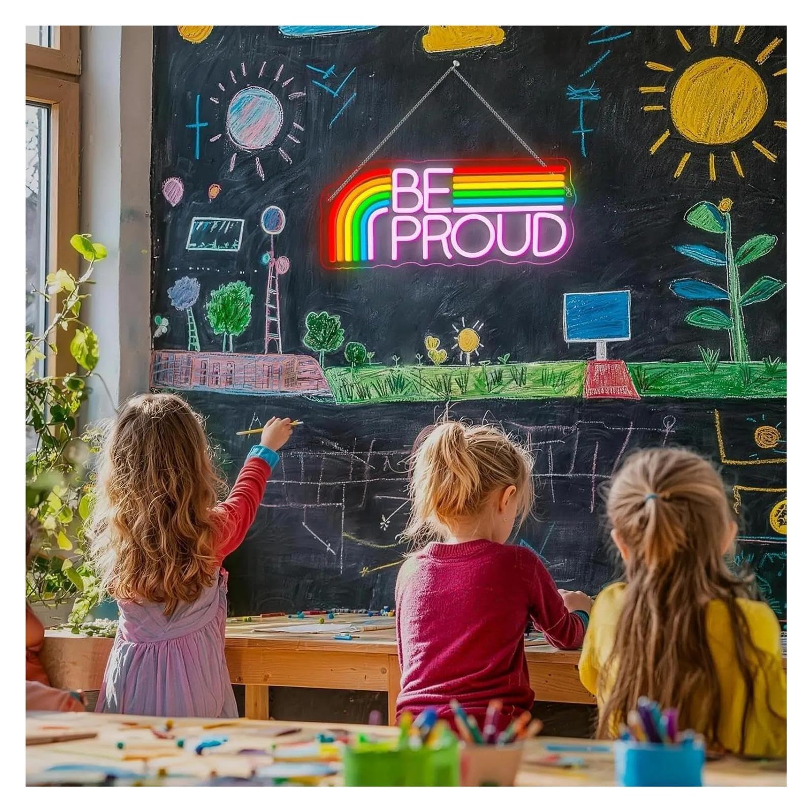 Insegna al Neon Insegna Al Neon Be Proud Dimmerabile | Luce LED Arcobaleno Per Aula Biblioteca Sala Giochi Sala Studio Camera Da Letto Decorazioni 37.7cmx15.5cm