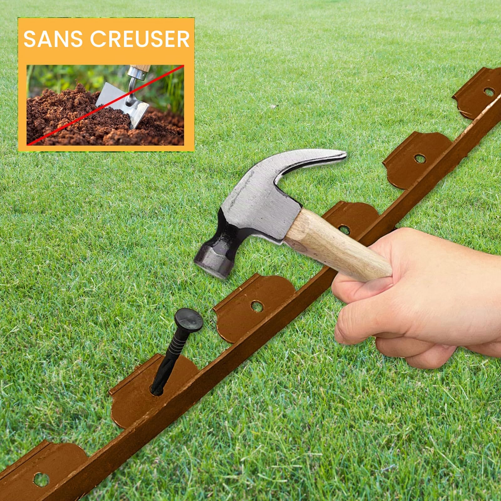 Bordure de Jardin Flexible 10 mètres Hauteur 10cm Bordure Jardin Exterieur avec 30 Piquets d’ancrage (Marron)