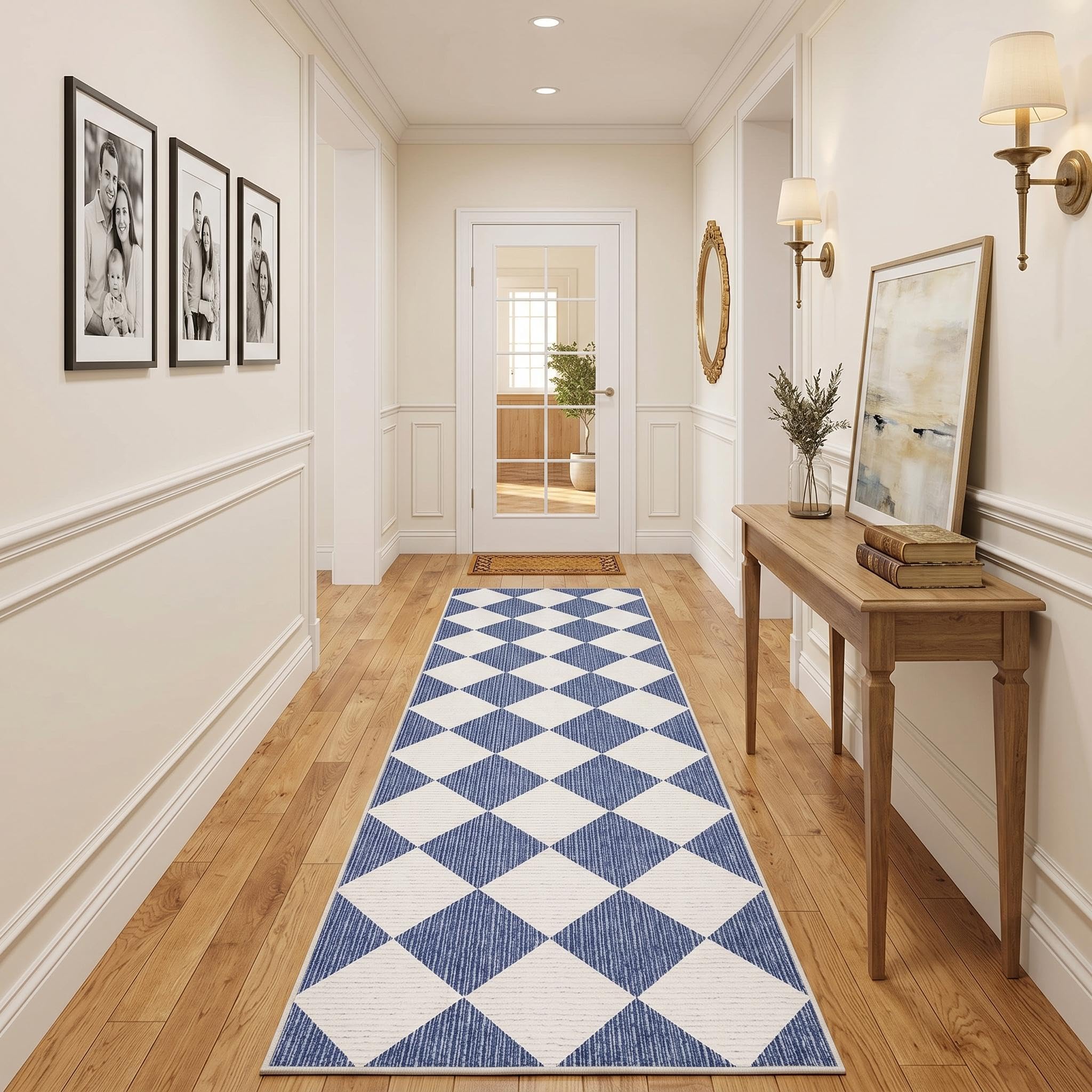 Photo 1 of GarveeHome Checkered Hallway Runner Rug 2.5' x 8'