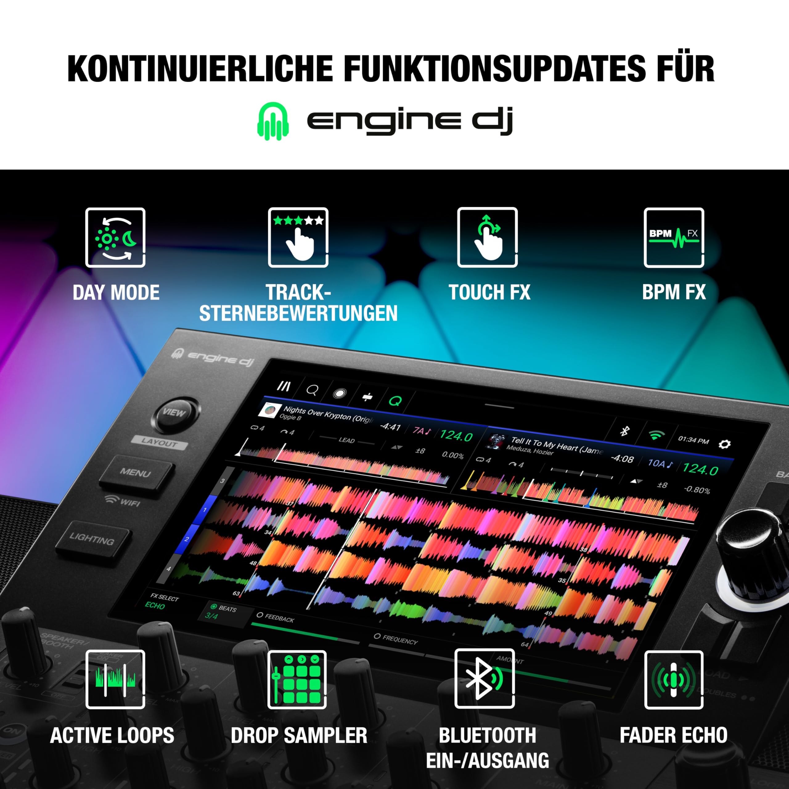 Denon DJ SC LIVE 4 Standalone DJ Controller with Stem Separation on 4 Decks, WiFi Streaming, Internal Speakers, Serato DJ and Virtual DJ Compatible