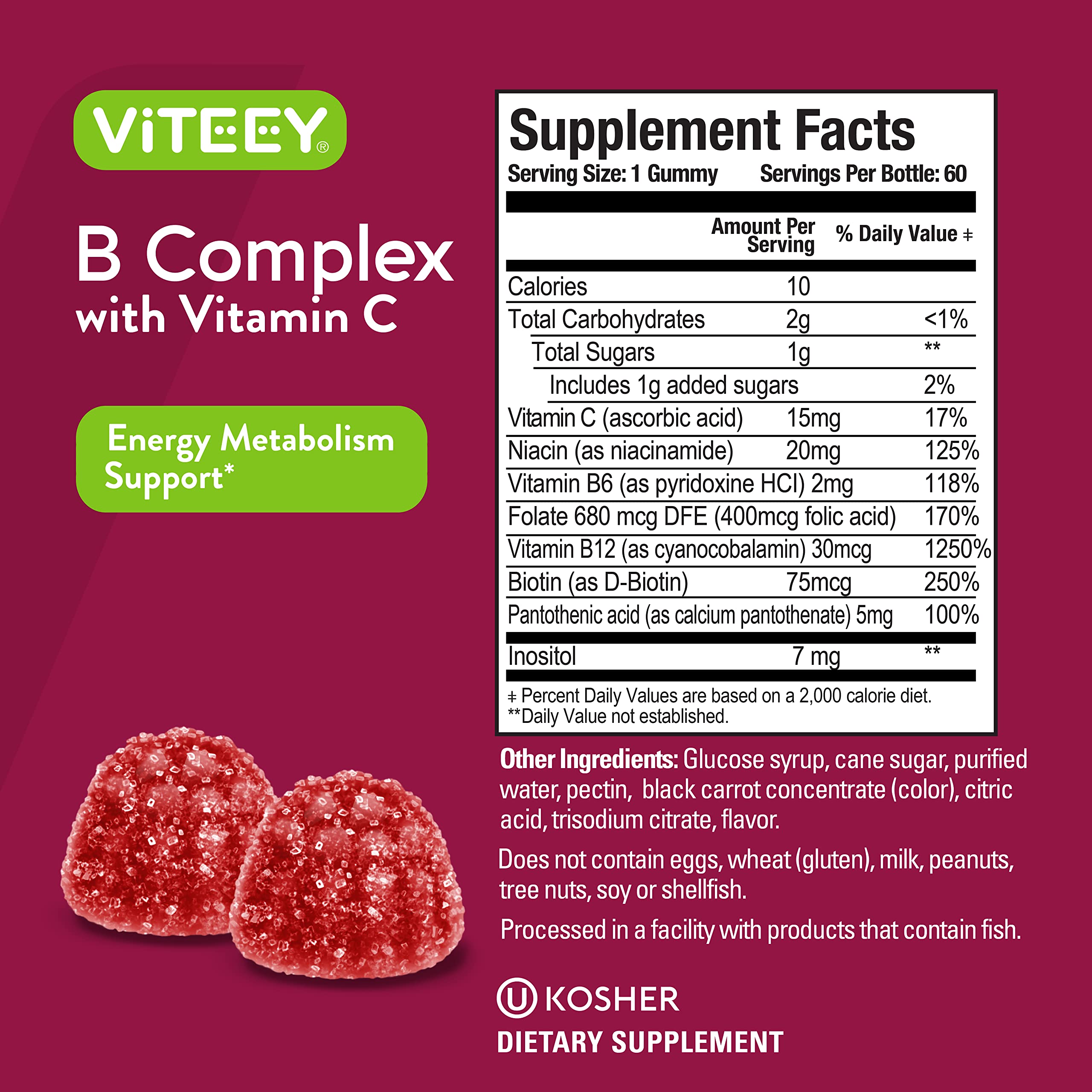 Viteey Vitamin B Complex Gummies with Vitamin C - 120 Count — Amazon image 4