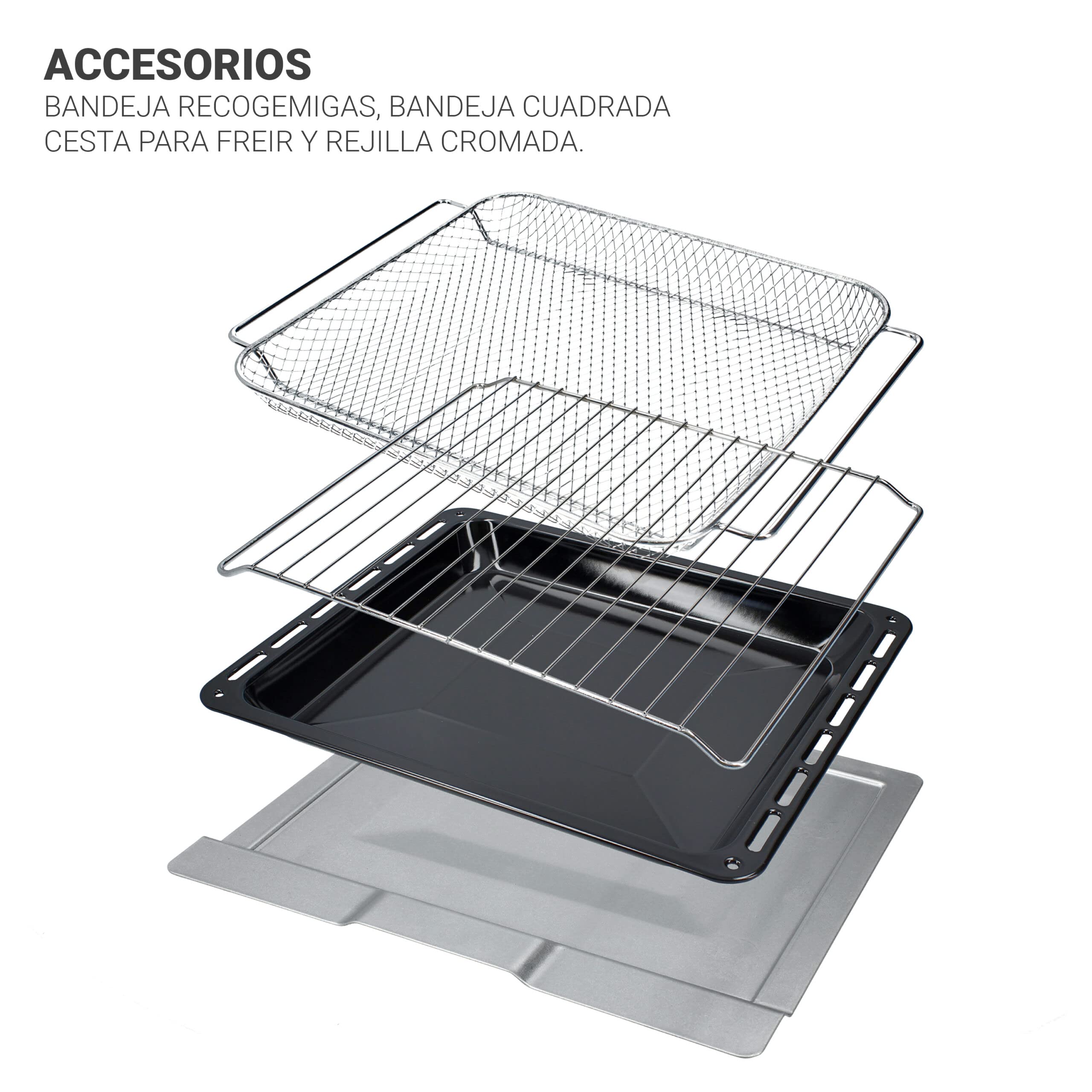 TM Electron EASYBAKE TMPHO020REB minihorno diseño retro con función de freidora sin aceite, 20litros, temperatura regulable 80ºC a 250ºC, 5 funciones, incluye 4 accesorios.
