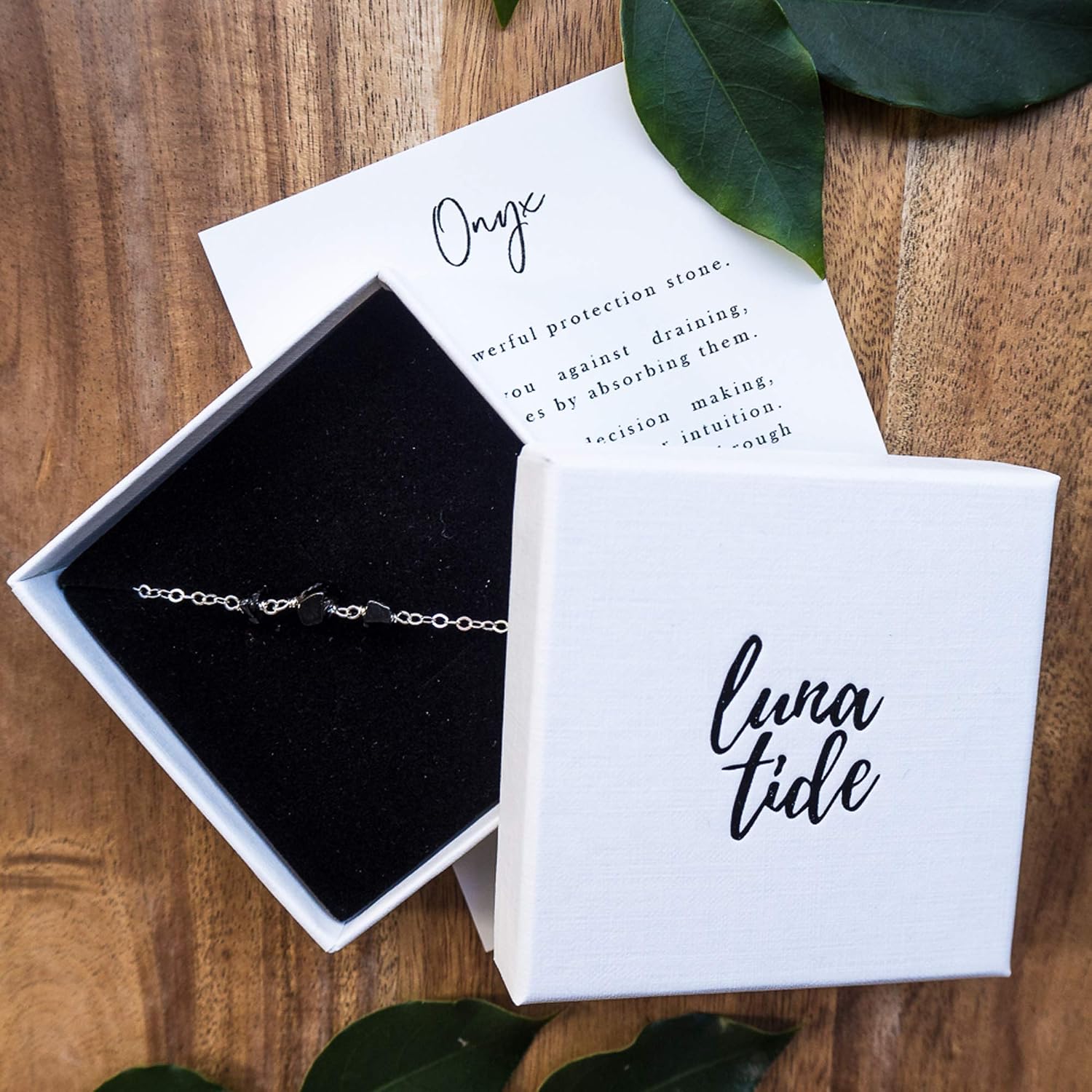 Black Onyx Beaded Chain Bracelet in Sterling Silver