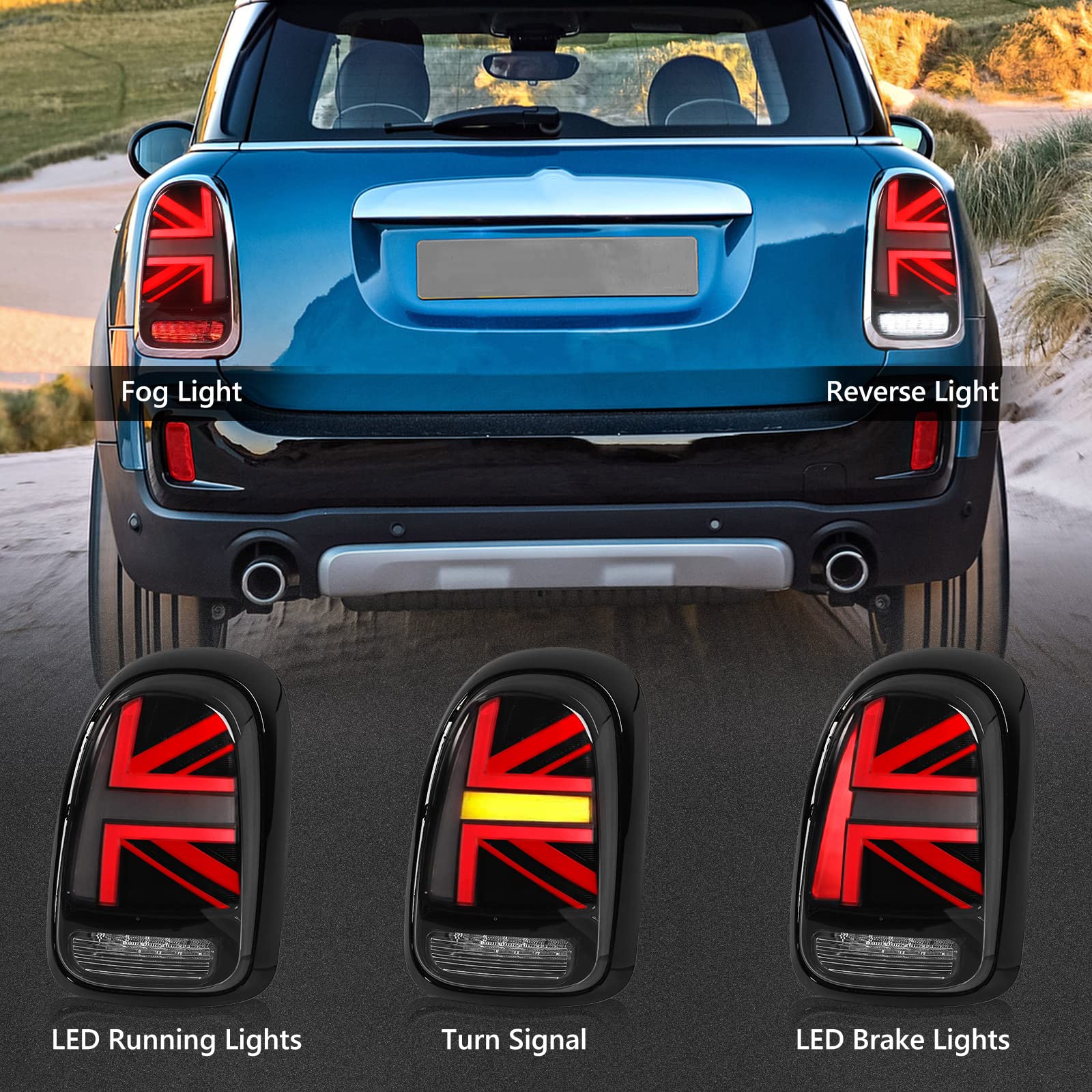 Luz trasera LED para Mini Cooper Countryman R60 2010-2016, lámpara trasera  DRL para accesorios Mini Cooper Plug & Play lado del conductor y del