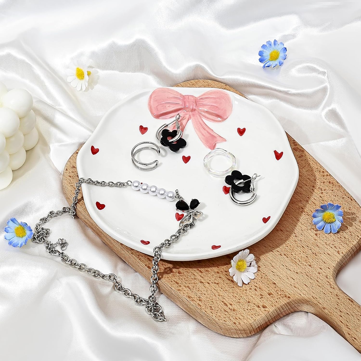 Koythin Coquette Bow Jewelry Tray, Love Pink Bow, Ceramic Trinket Dish image 4