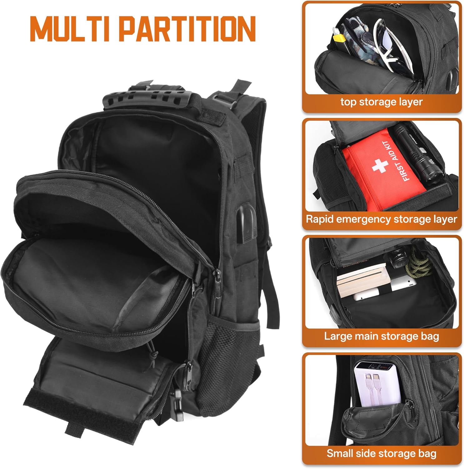 gracedon Military Tactical Backpack, Men's MOLLE 3 Day Assault Rucksack for Outdoor Hunting Camping - Image 2