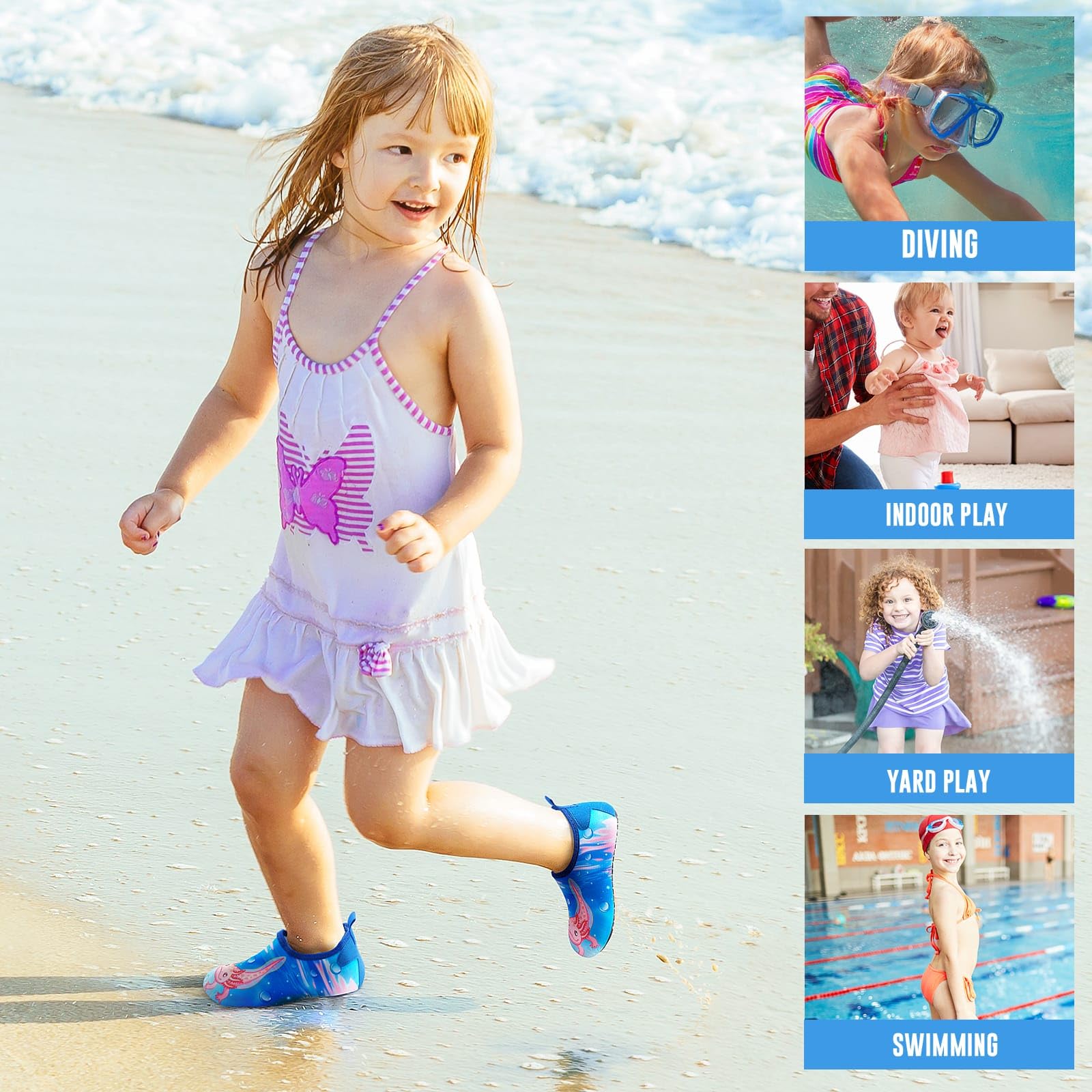 Zapatillas de Playa Niño Niña Descalzas de Secado Rápido Malla Suave Zapatos de Agua
