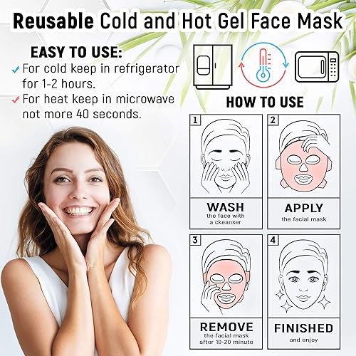 Miniatura 3 de Máscara facial de gel frío y caliente, reduce las ojeras hinchadas, bolsas debajo de los ojos, migrañas, alivio del estrés, paquete de terapia de