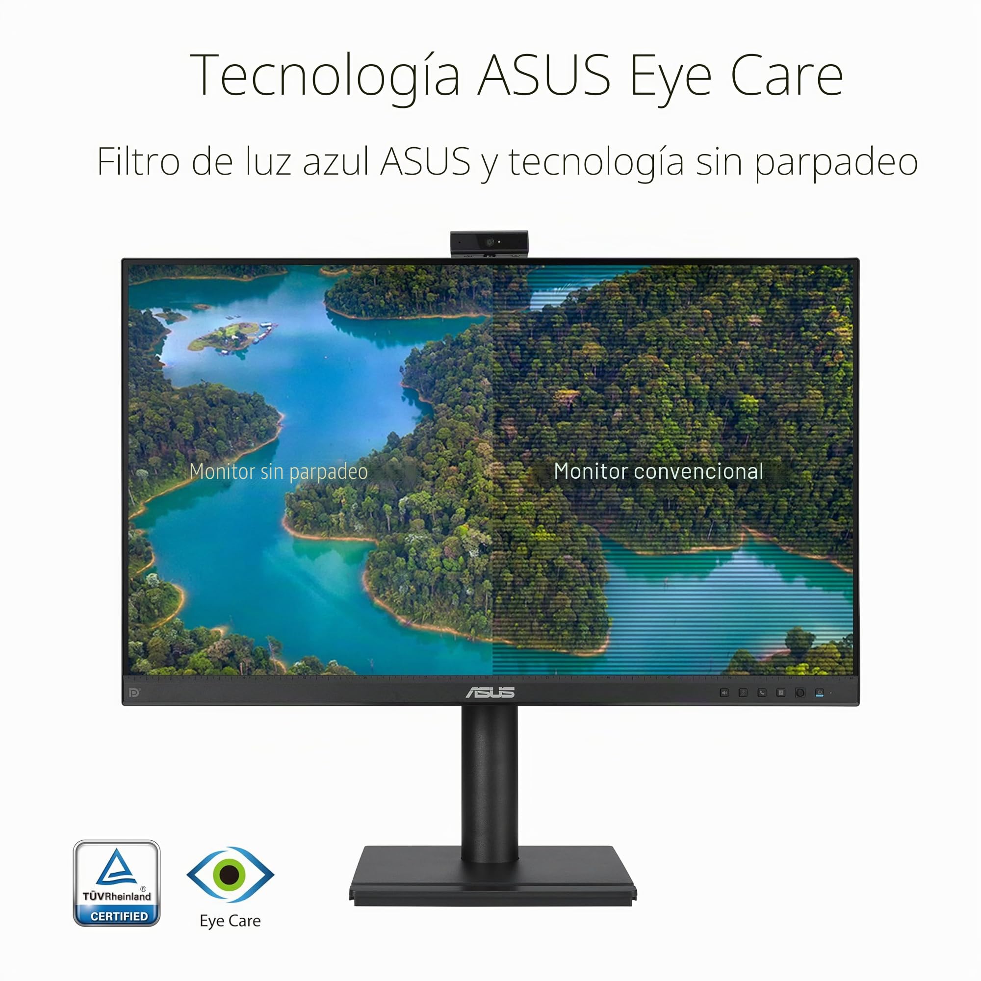 ASUS BE279QFK - Monitor para videoconferencias de 27", Full HD, IPS, 100 Hz, sin Marco, Webcam Full HD, Ergonómico, HDMI, Eye Care, Luz Azul Baja, Antiparpadeo, Montaje en Pared, Sostenibilidad
