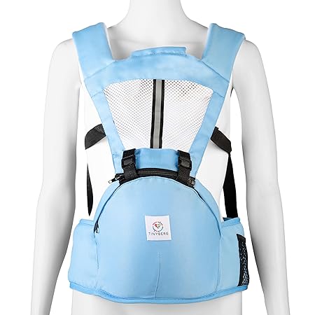 Tinyberg Tinysnug 4-in-1 Baby Carrier | Ergonomic Design with Hip Seat | Newborn to Toddler Support | Adjustable Straps & Padded Comfort (Soft Sky Blue)