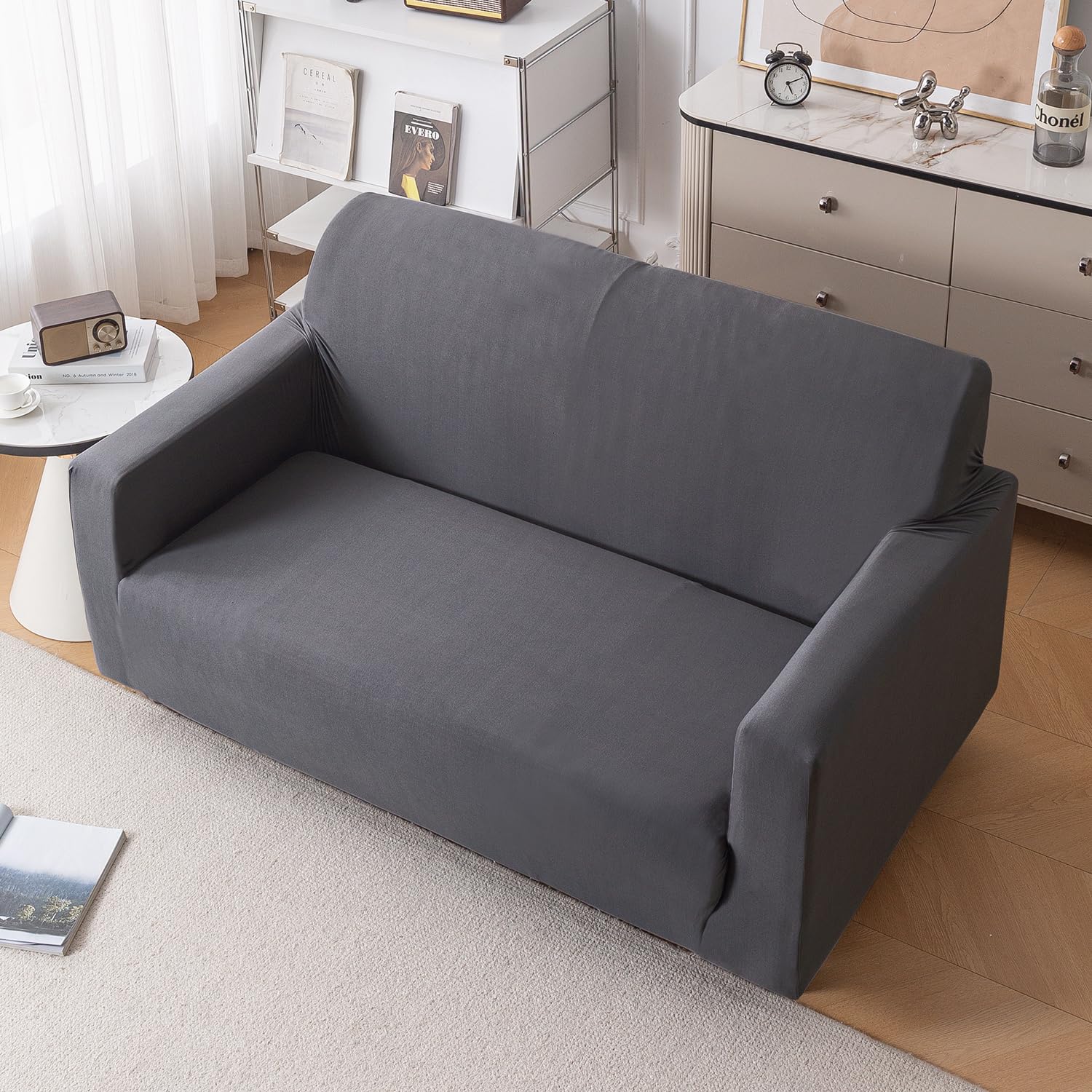 Navy Blue Sofa Cover - 3 Seater SereneSolids -23 Navy Blue Sofa Cover - 3 Seater SereneSolids -23