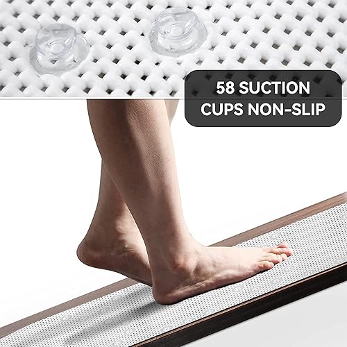 Miniatura 21 de Tapete antideslizante de espuma de doble capa de 37 x 17 pulgadas, más cómodo y grueso que el tapete de ducha de espuma ordinario, tapete de baño