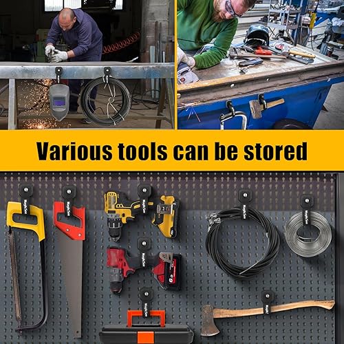 Miniatura 4 de Paquete de 2 correas de gancho magnéticas resistentes para cables de extensión, potentes lazos de almacenamiento de garaje para colgar cables,