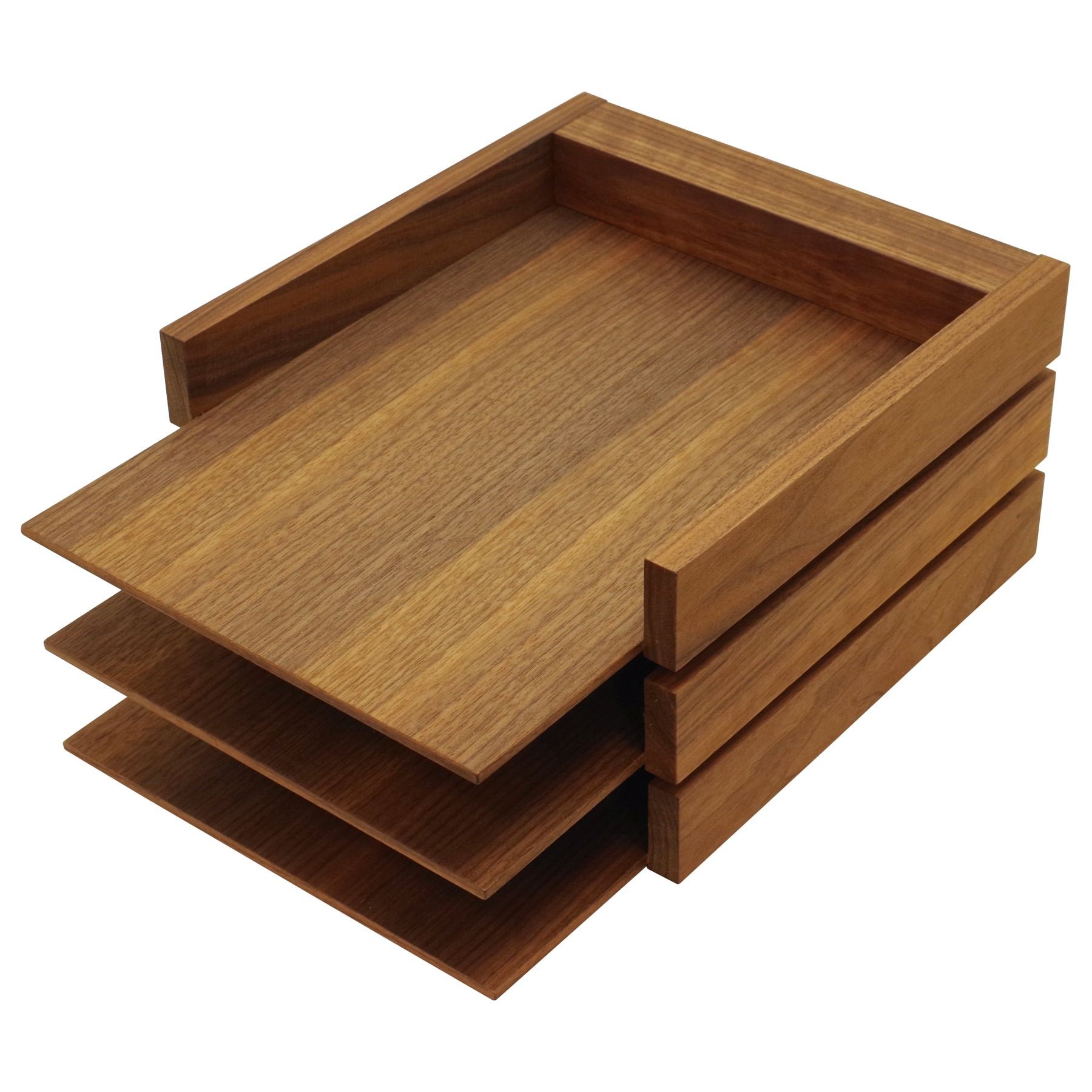 Amazon | トレイ3段(バトラー) A(ウォールナット)[HX497] | 書類トレー
