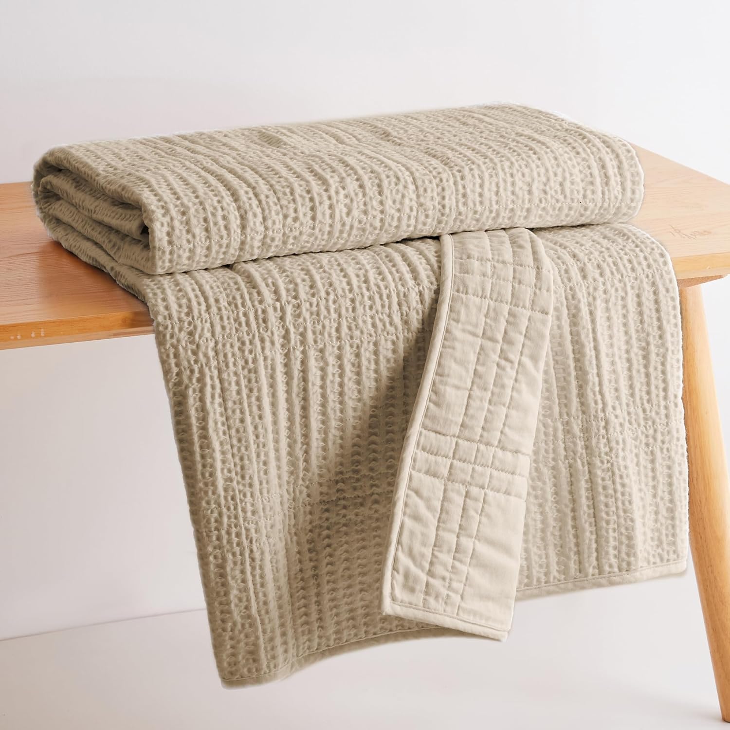 Levtex Home - Cloud Waffle - Throw - Waffle Textured - Taupe - Throw (50x60in.) - Cotton