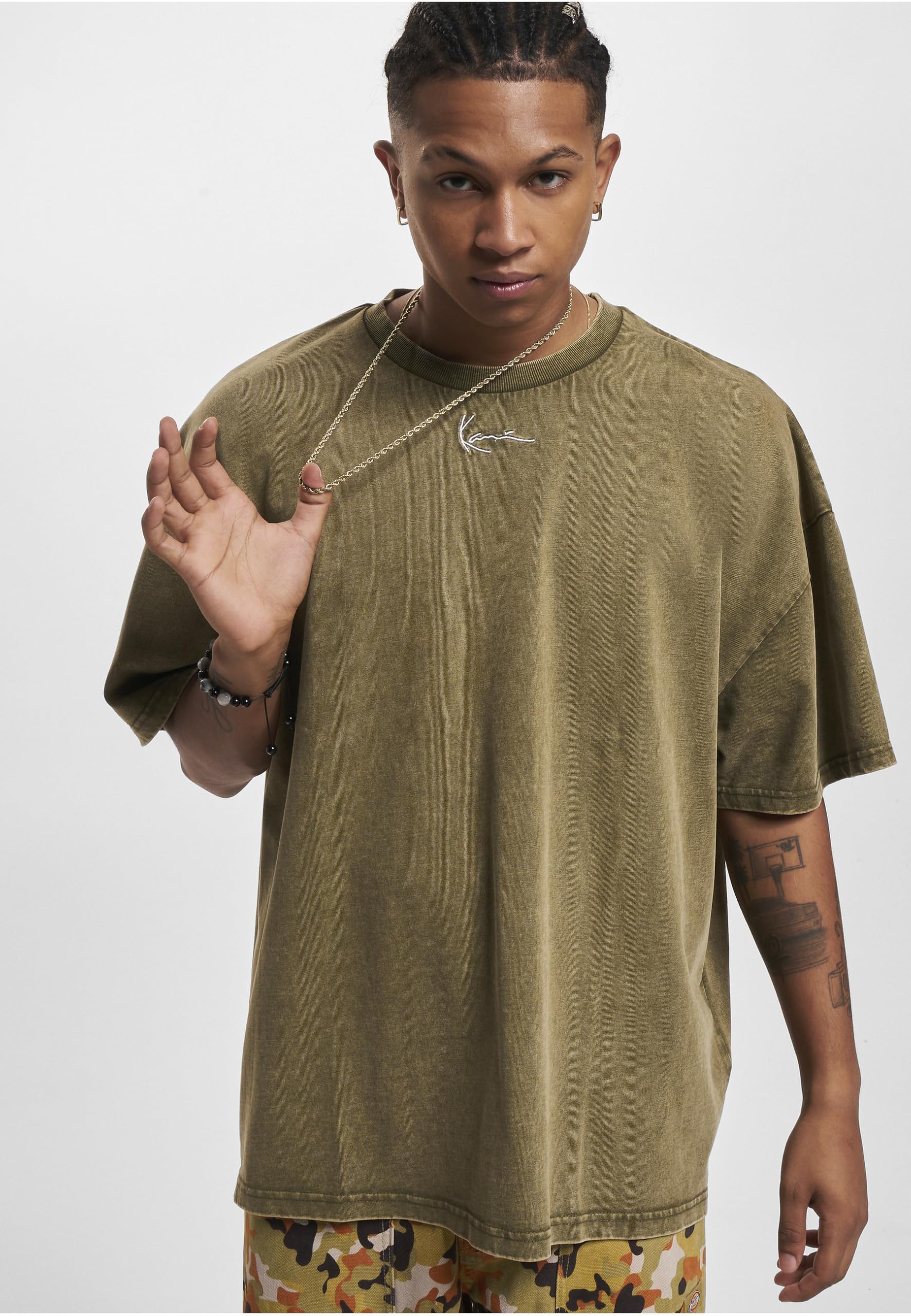 Karl Kani Herren KM234-057-1 KK Small Signature Heavy Jersey Washed Boxy Tee