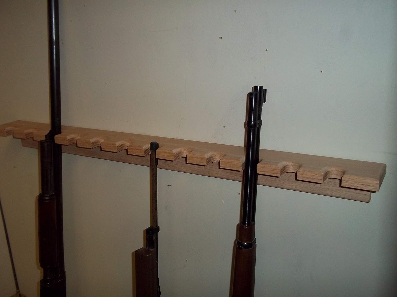 Oak Wooden Gun Rack 5 Barrel Rests Rifle Shotgun Closet Wall Mount or