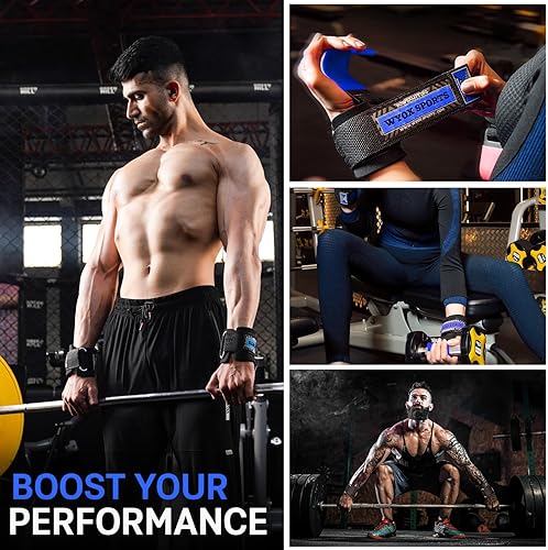 Miniatura 7 de WYOX Ganchos de levantamiento de pesas para hombres y mujeres (par) - Correas de soporte de muñeca resistentes con ganchos para peso muerto,