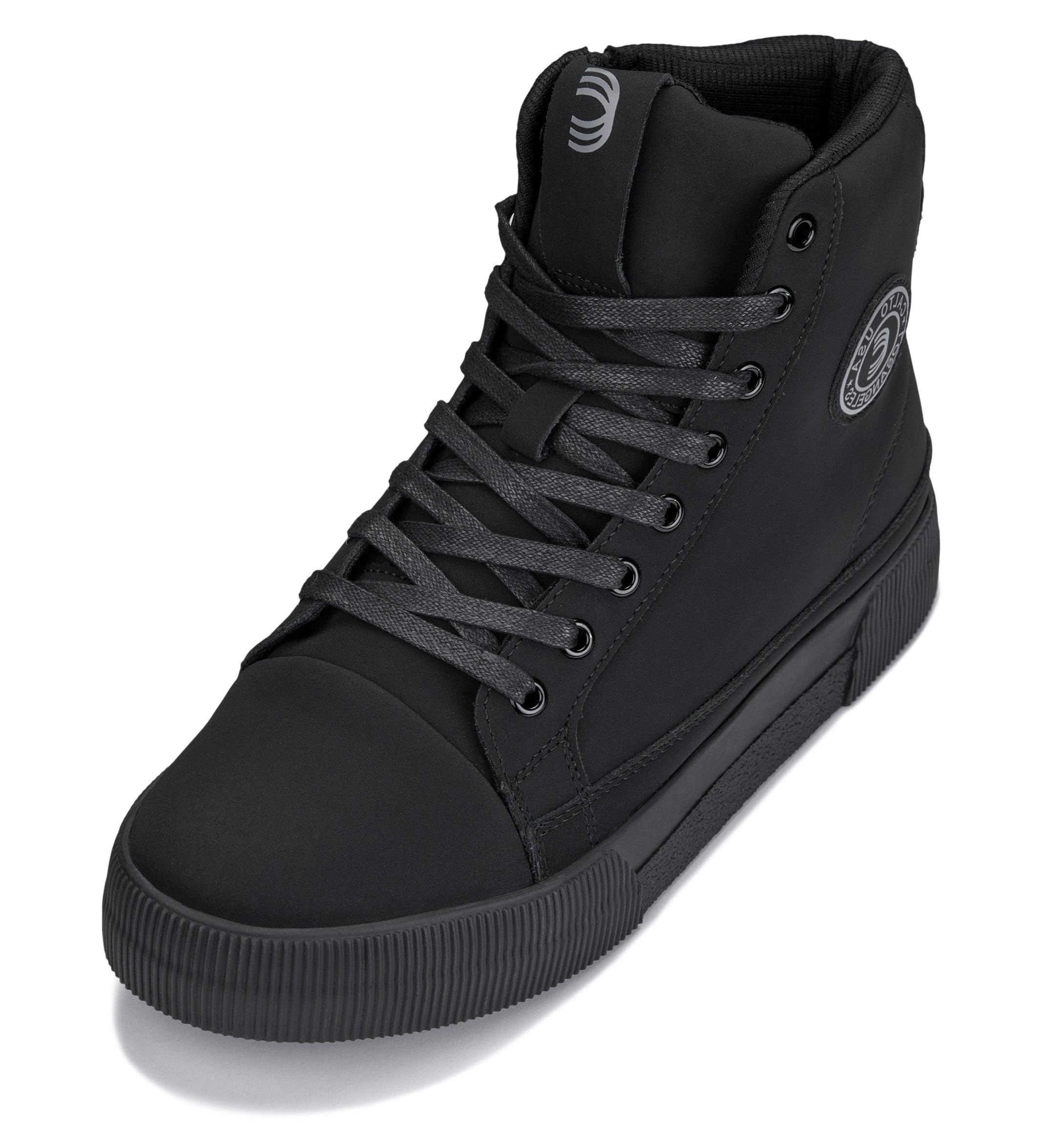 CALTO Men's Invisible Height Increasing Elevator Shoes - Zip-up Cap Toe High Top Sneaker Boots - 2.4 Inches Taller