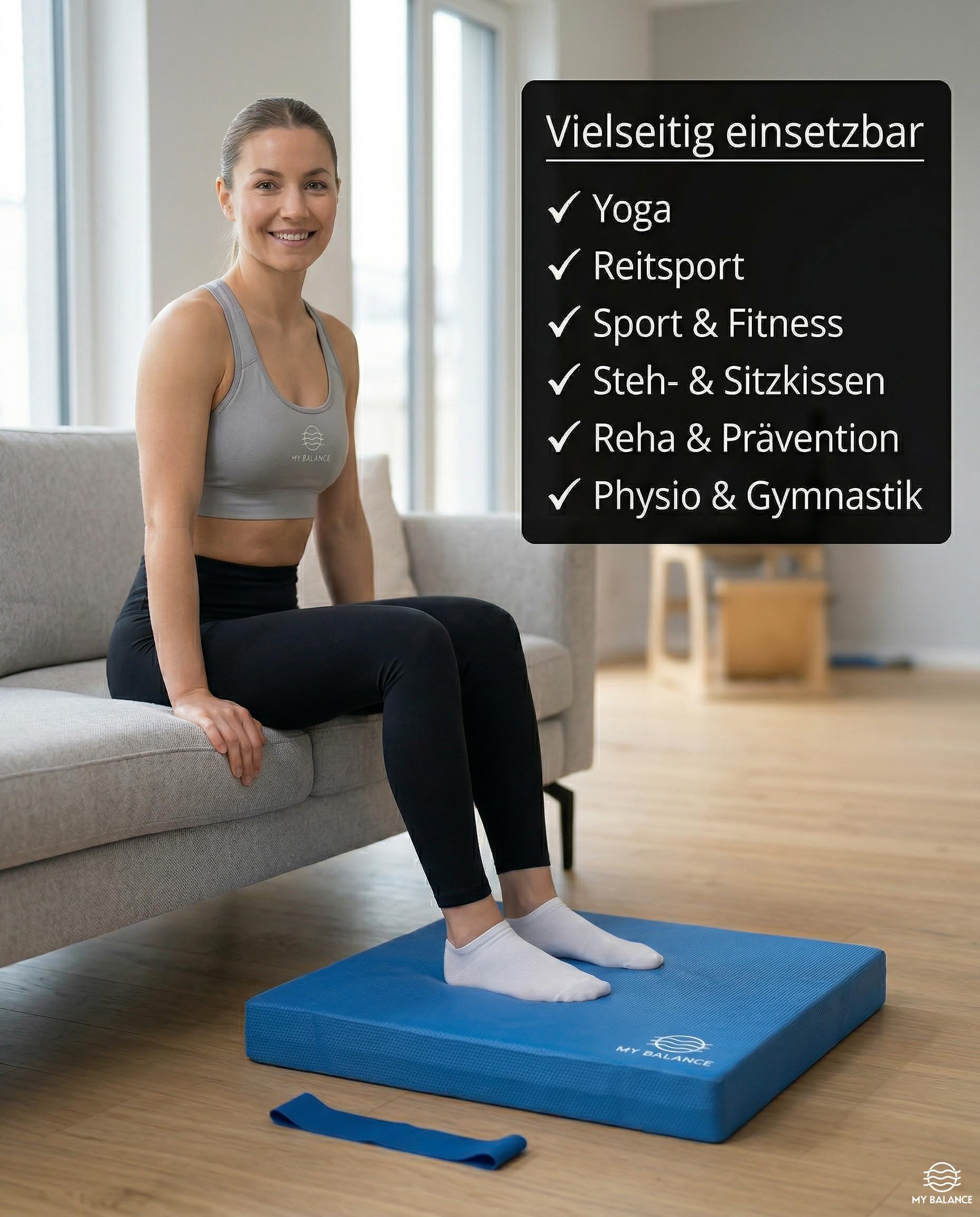 My Balance XXL - Balance Pad inkl. Widerstandsband I Hochwertiges Balancekissen mit E-Book I Stärkt deine Balance I Balance Kissen für Fitness, Yoga & Koordinationstraining