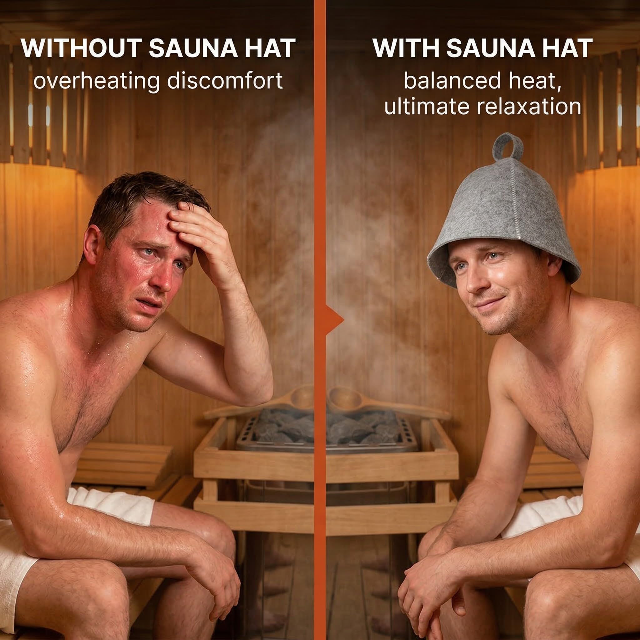 Bonnets de sauna en feutre absorbant - Accessoire de sauna pour homme et femme - Protection de la tête (gris)