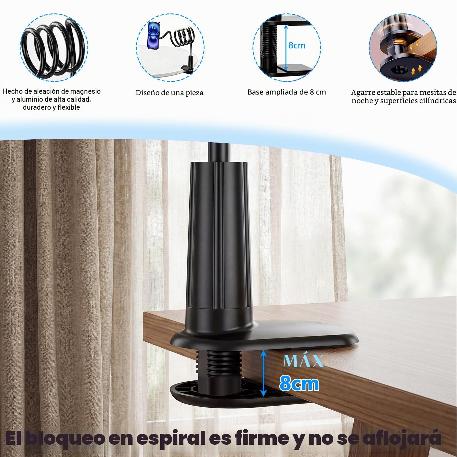 Soporte de Cuello de Cisne con Control Remoto Kindle | Soporte Ajustable para Tableta para Leer en la Cama, Soporte Movil para Kindle Accesorios/iPad/teléfono 5 a 12,9 Pulgadas