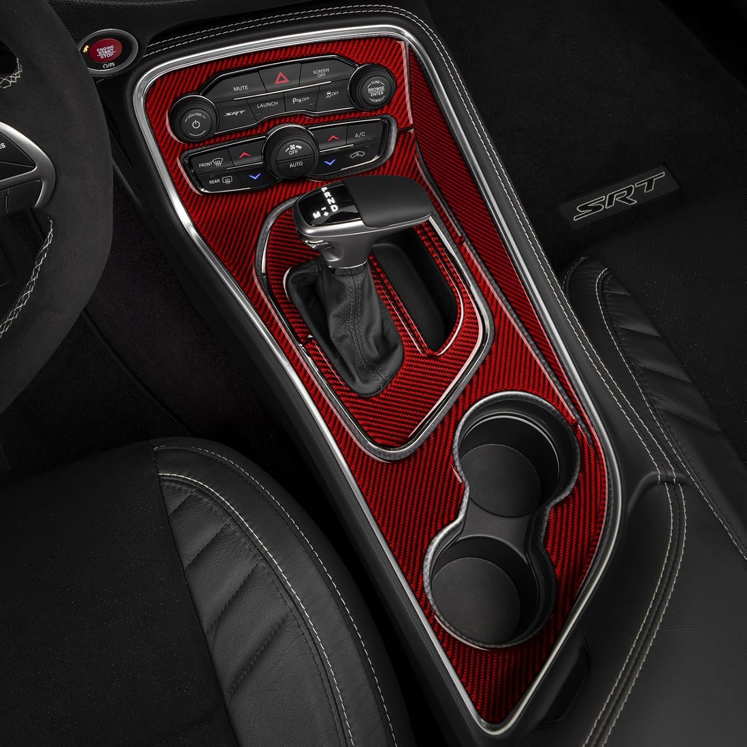 Car Gear Shift Panel Decals for 2015 2016 2017 2018 2019 2020 2021 2022 2023 Dodge Challenger Accessories Carbon Fiber Stickers