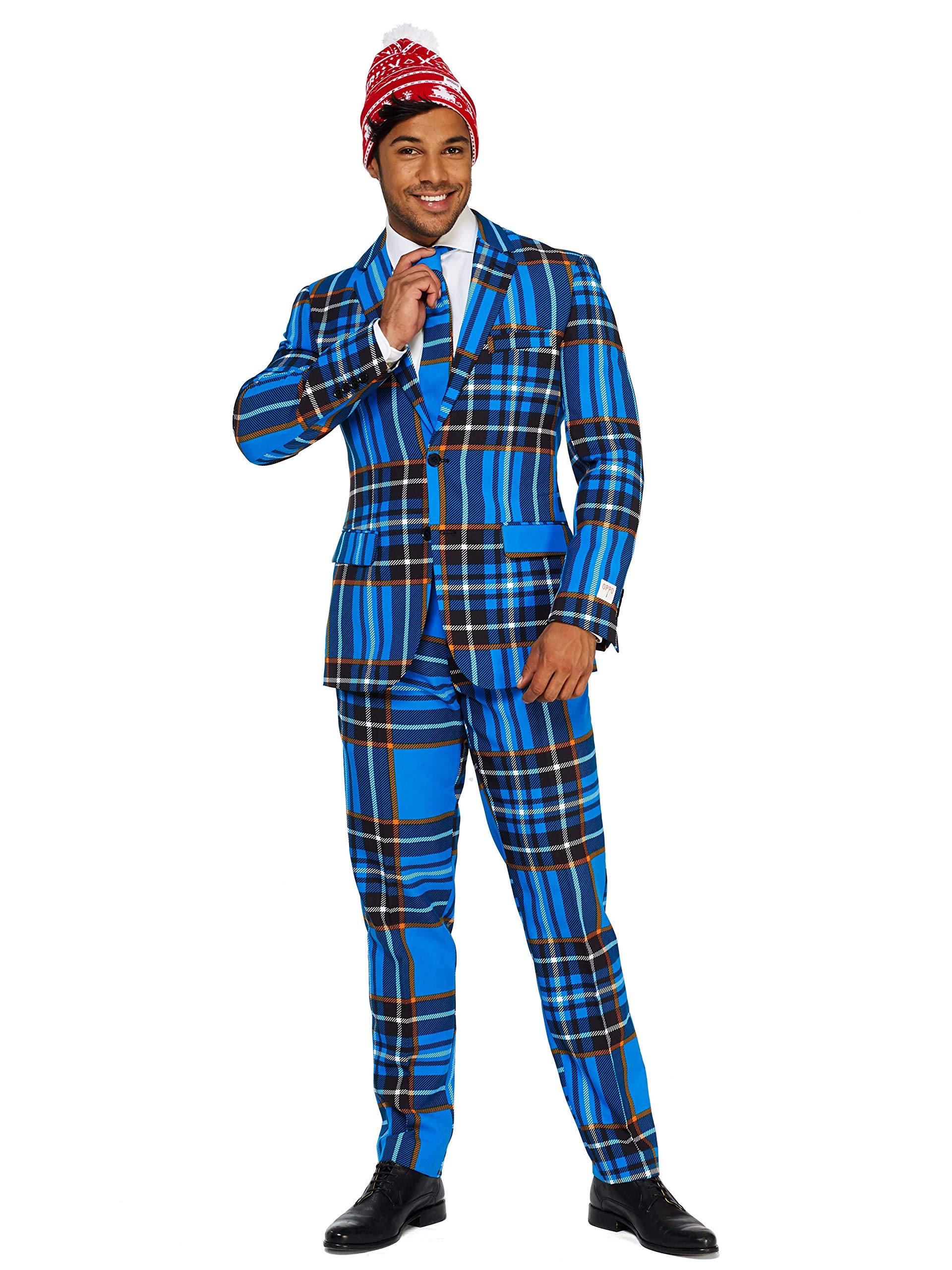 OppoSuitsUgly Christmas Suits for Men – Full Suit; Jacket, Pants, Tie & Now: Free Beanie