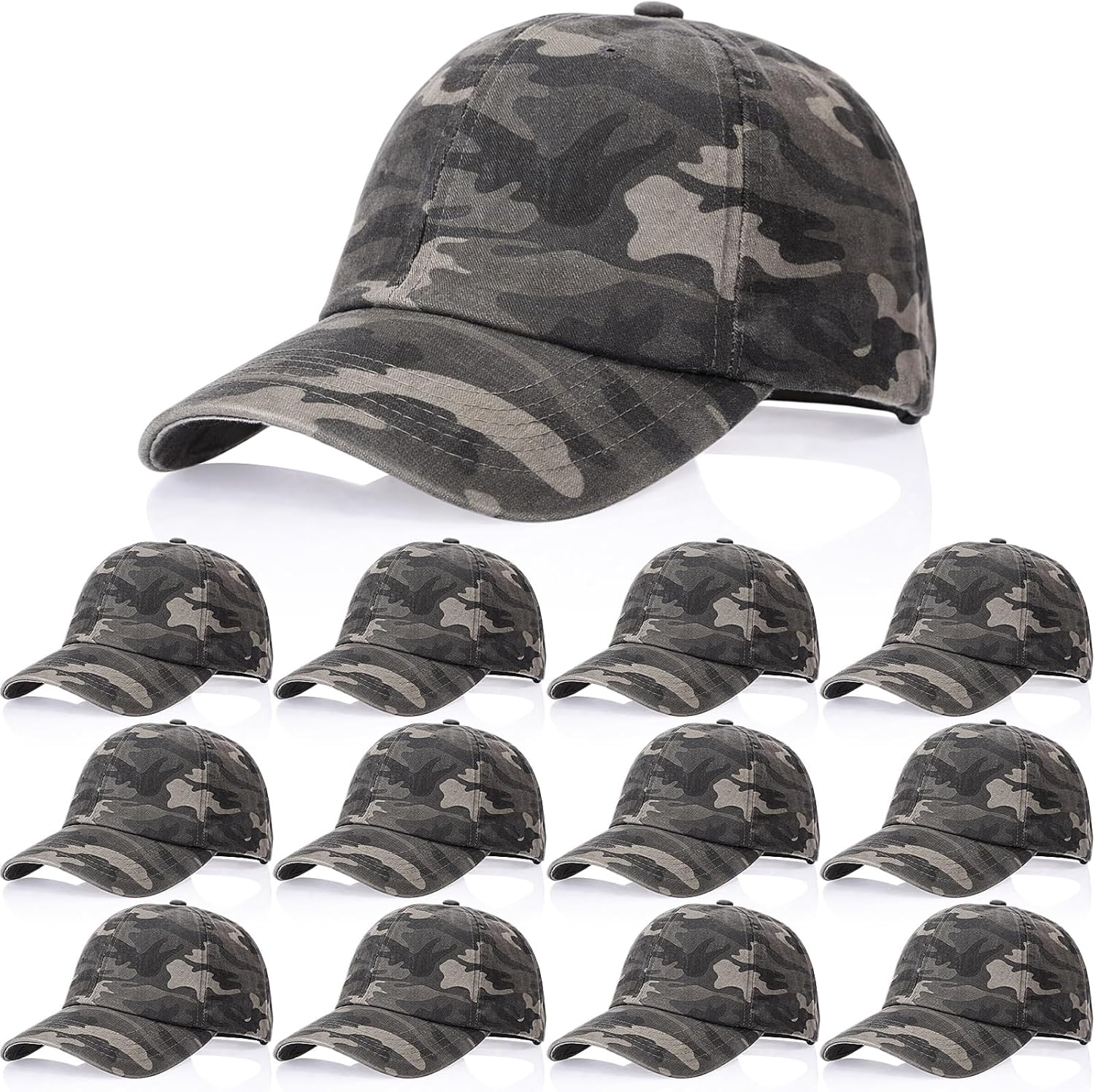 JenPen 12 Pack Camouflage Baseball Cap Army Military Camo Adjustable Hat Adjustable Camo Hat Camouflage Outdoor Sports Plain Cap Tactical Hats Hunting Fishing Hats for Men Women Workouts Outdoor