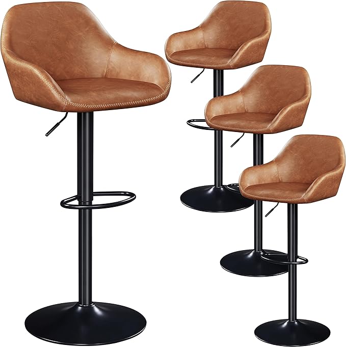 Yaheetech Vintage Bar Stools Set of 4 Swivel Counter Height