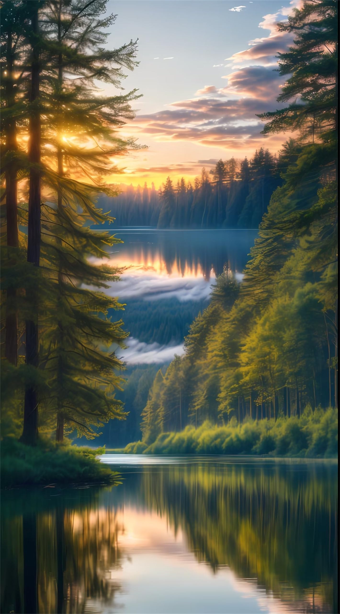 Kit complet diamant painting panoramique rivière et strass brillants 70x140cm