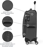 Vista 222 de Travelpro Maxlite 5 - Juego de 2 piezas de equipaje de mano de tela, expandibles con 4 ruedas giratorias, bolso blando para debajo del asiento, Negro