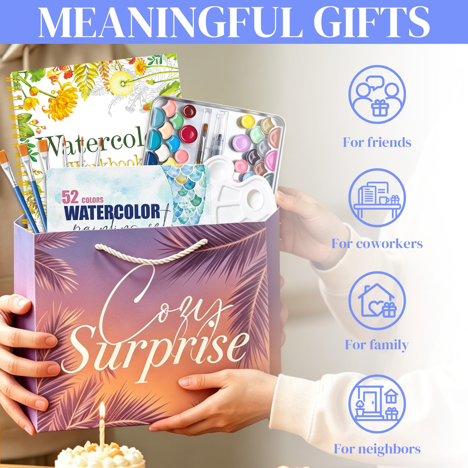 Watercolor Workbook Kit - 52 Colors, 7 Brushes -8
