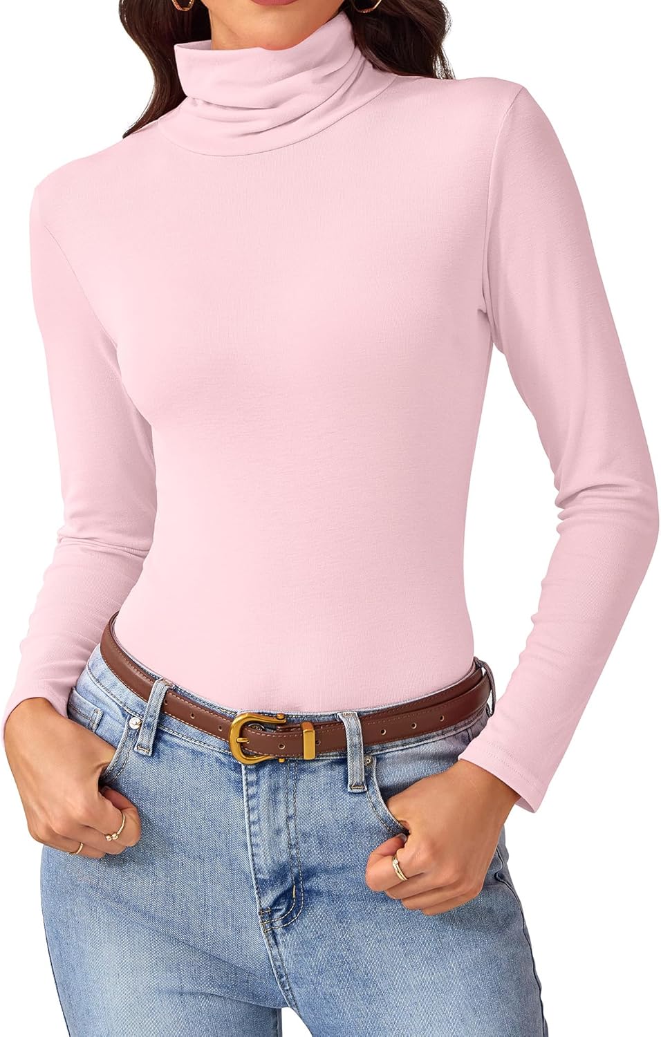 Turtleneck Tops for Women – Long Sleeve Shirts Stretch Slim Fit Fall Fashion Basic Underwear Top Winter Clothes 2025