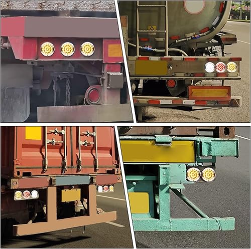 Miniatura 7 de Kit de 2 luces LED redondas amarillas traseras para remolque, 24 luces LED de freno y giro de marcha atrás para camión RV (24 LED, amarillo)