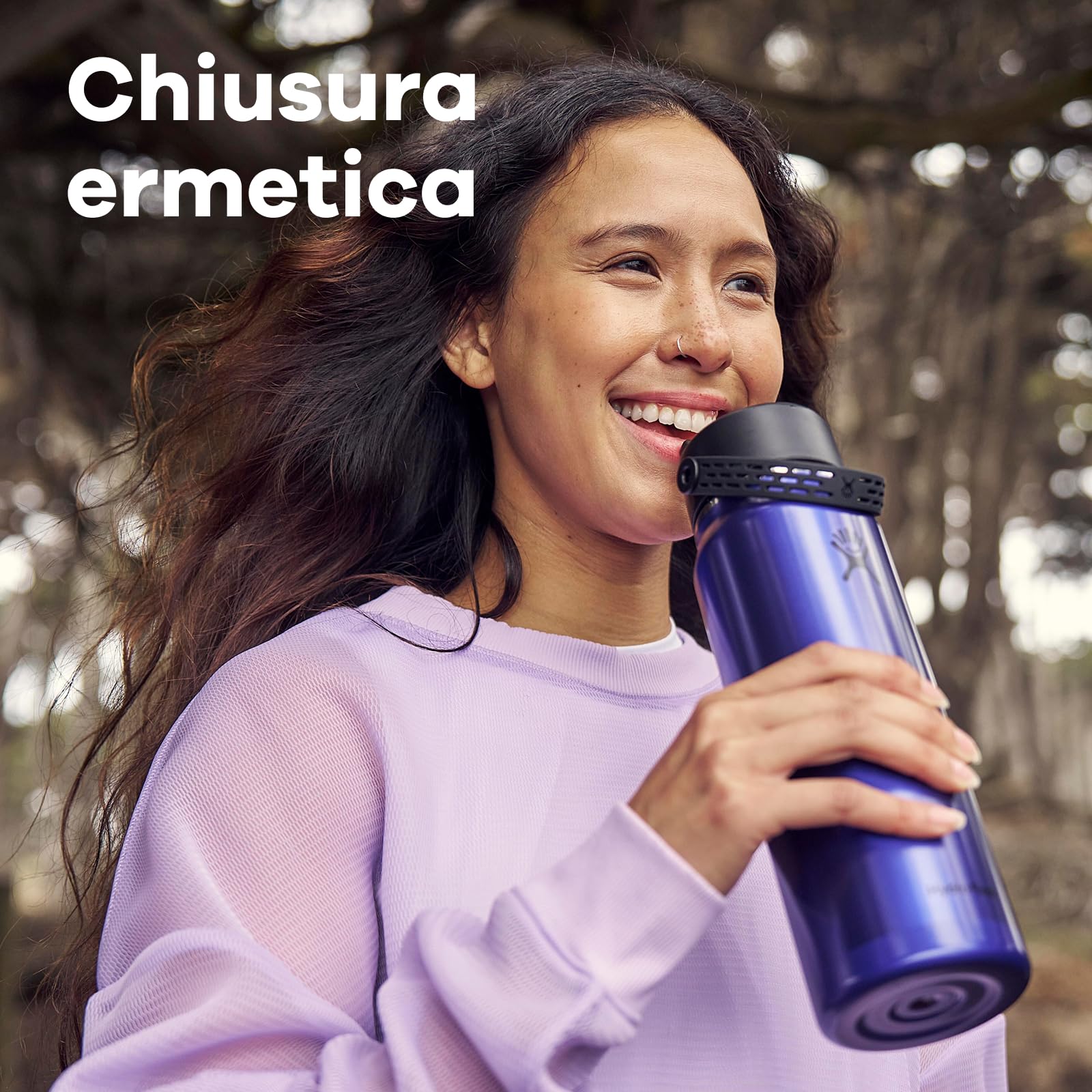 Hydro Flask – Lightweight Wide Flex Straw Cap Bottle 946 ml (32oz) – Acciaio Inox, Ermetico con Cinghia – Isolato Freddo 24 Ore – Obsidian