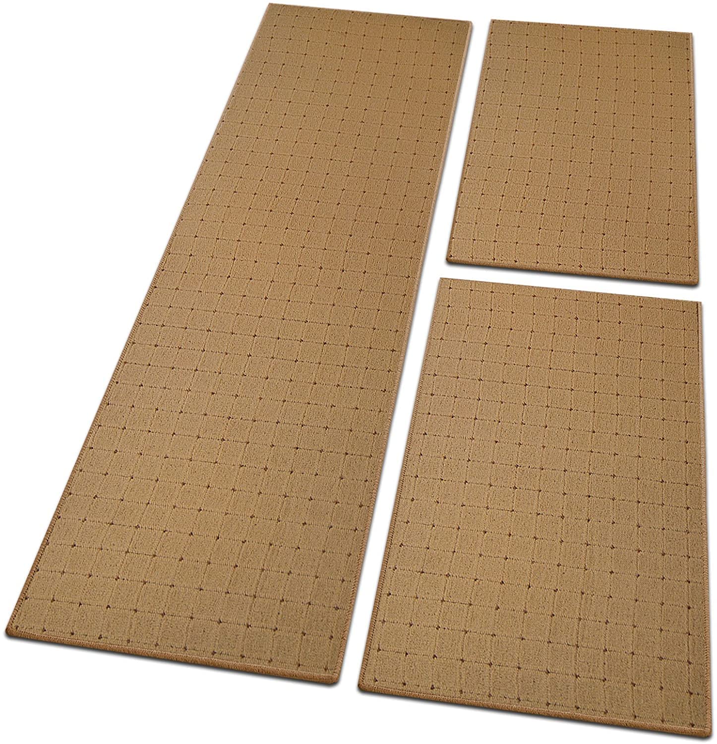 Floordirekt Bettumrandung Rapido - Hochwertige Verarbeitung - Bettvorleger Teppichläufer - 3-teilig - Läufer-Set in 3 Größen (B: 67 cm | L: 1 x 250 cm + 2 x 140 cm, Beige)