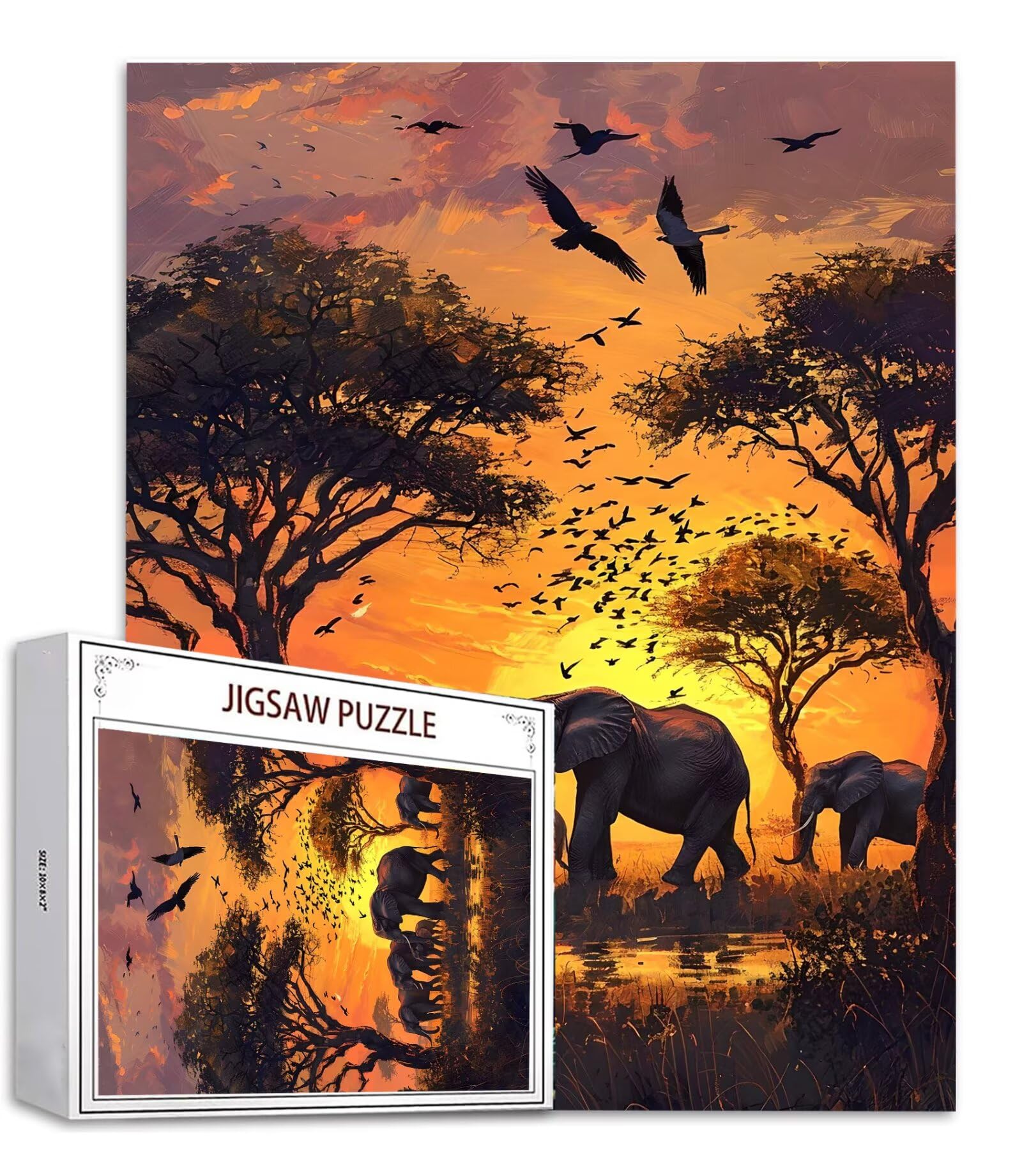 Puzzle 2000 Teile Elefant Puzzle Erwachsene, Holzpuzzle Erwachsene Puzzelmatten, Mehrfarbig Holzpuzzle, Klassische Puzzles Wiese Wooden Jigsaw, Geschicklichkeitsspiel für die Ganze Familie S-556