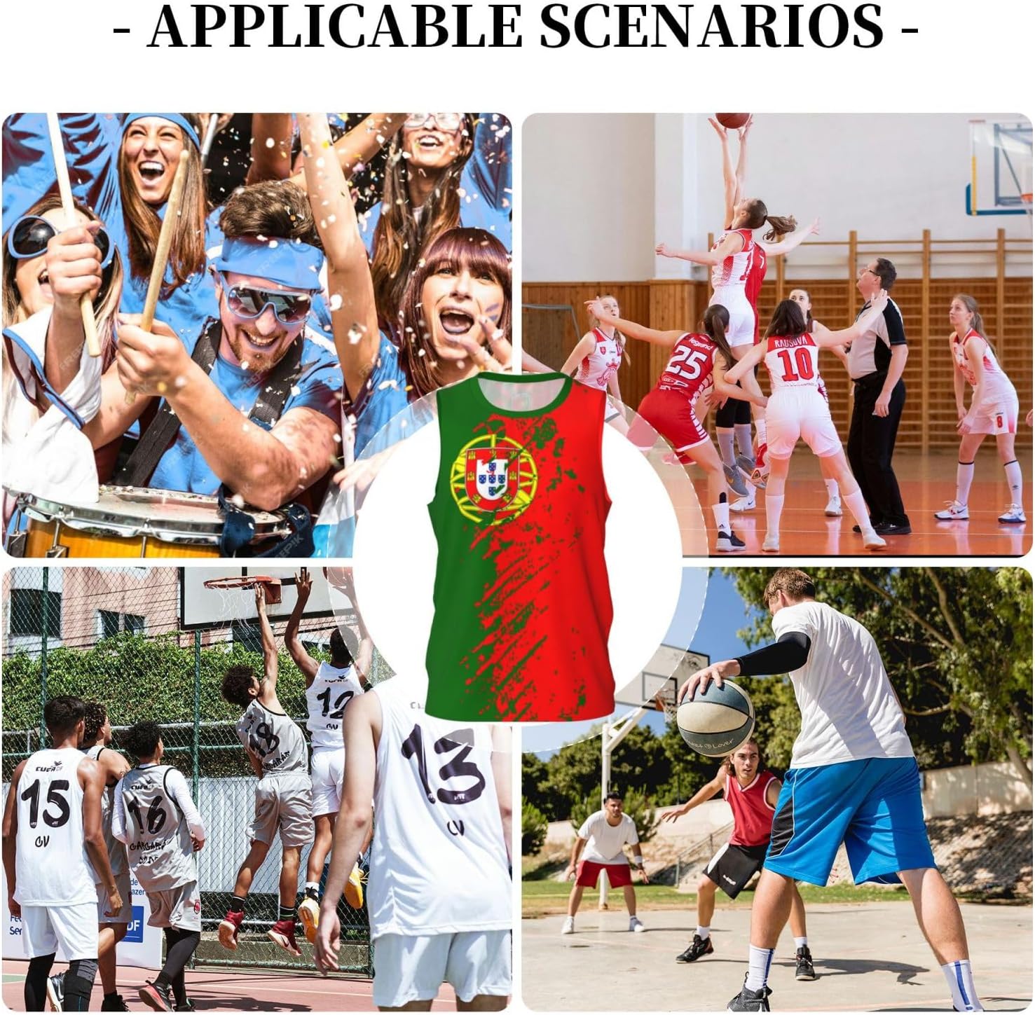 Portugal Flag Grain Basketball Jersey for Sports Men Running Customized Team Training Jerseys Sleeveless