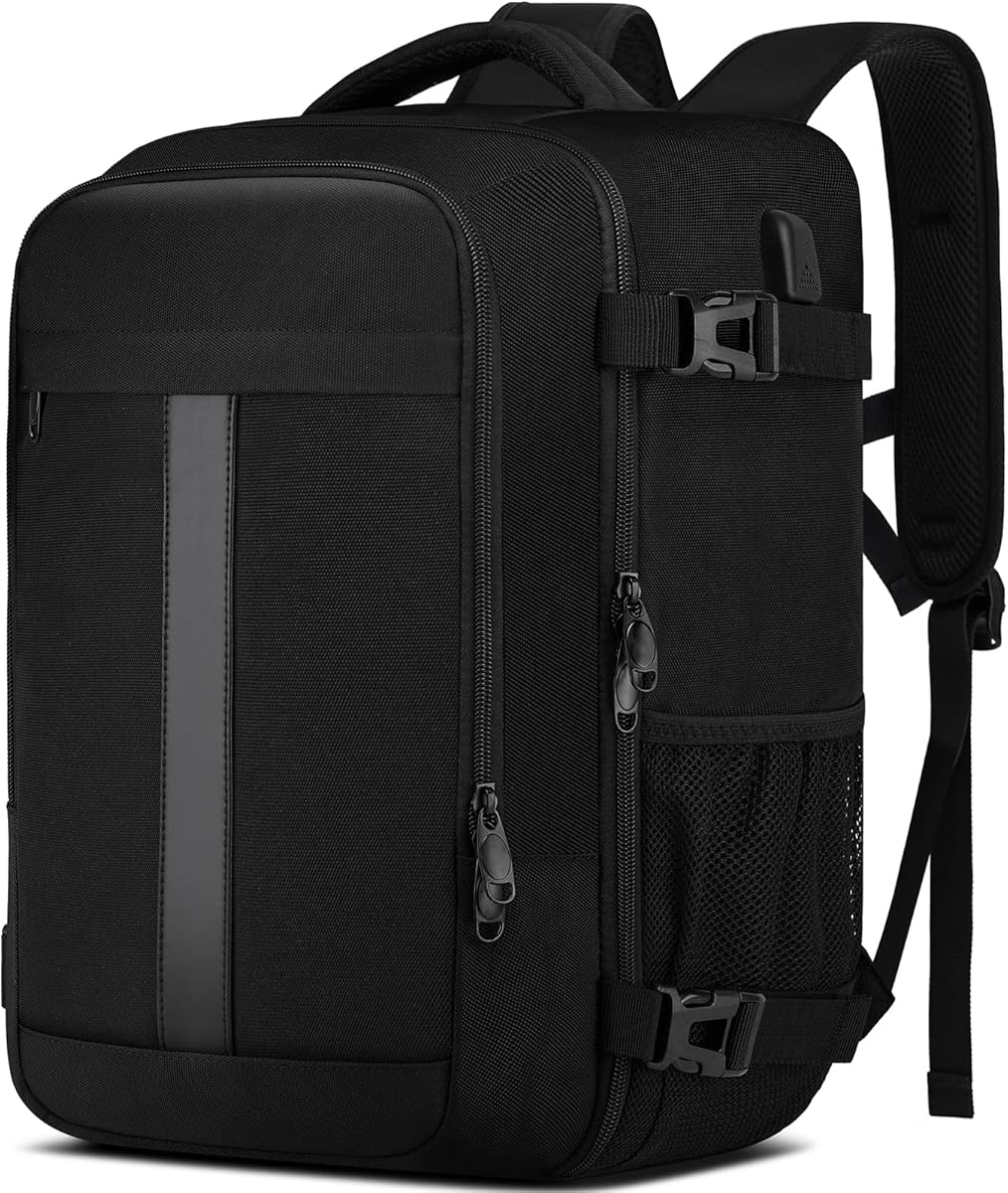Ryanair Handgepäck 40x30x20 Rucksack 40x30x20 Eurowings Handgepäck Rucksack Flugzeug Reiserucksack Herren Handgepäck Tasche Laptop Rucksack 14 Zoll mit USB Ladeanschluss Reisetasche für Damen,Schwarz