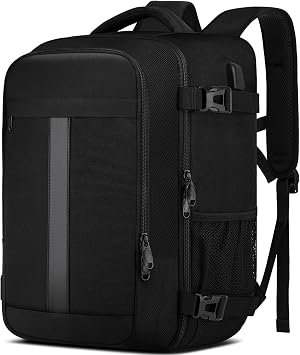 Ryanair Cabin Bags 40x30x20 Underseat 24L Small Travel Backpack Cabin Size Rucksack for Plane Hand Luggage Backpack Carry on Bag for Airplanes Ryan Air Cabin Bag 40x30x20 with USB Charging Port-Black