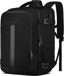 PUSLOM Mochila 40x30x20 Mochila Viaje Cabina Avion para Ryanair Equipaje de Mano para Vueling 24L Bolsa de Viaje Hombre Mujer Mochila Viaje Cabina Mochila Portatil 14 Pulgadas con Puerto USB Negro