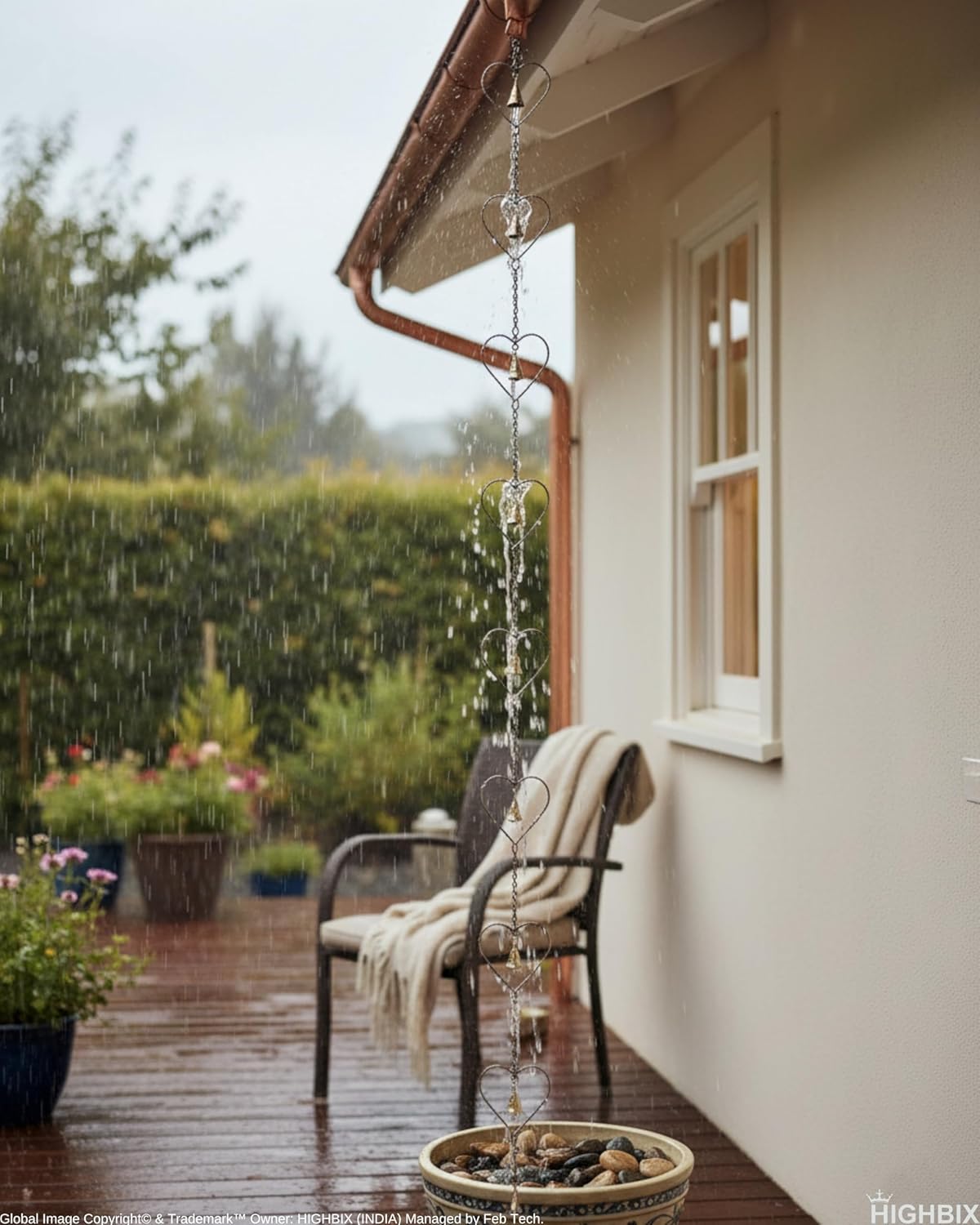 HIGHBIX Rain Chain 8ft Handmade Garden Display Hanging Replacement for Gutter Downspouts Black Powder Coated (Theme 6)