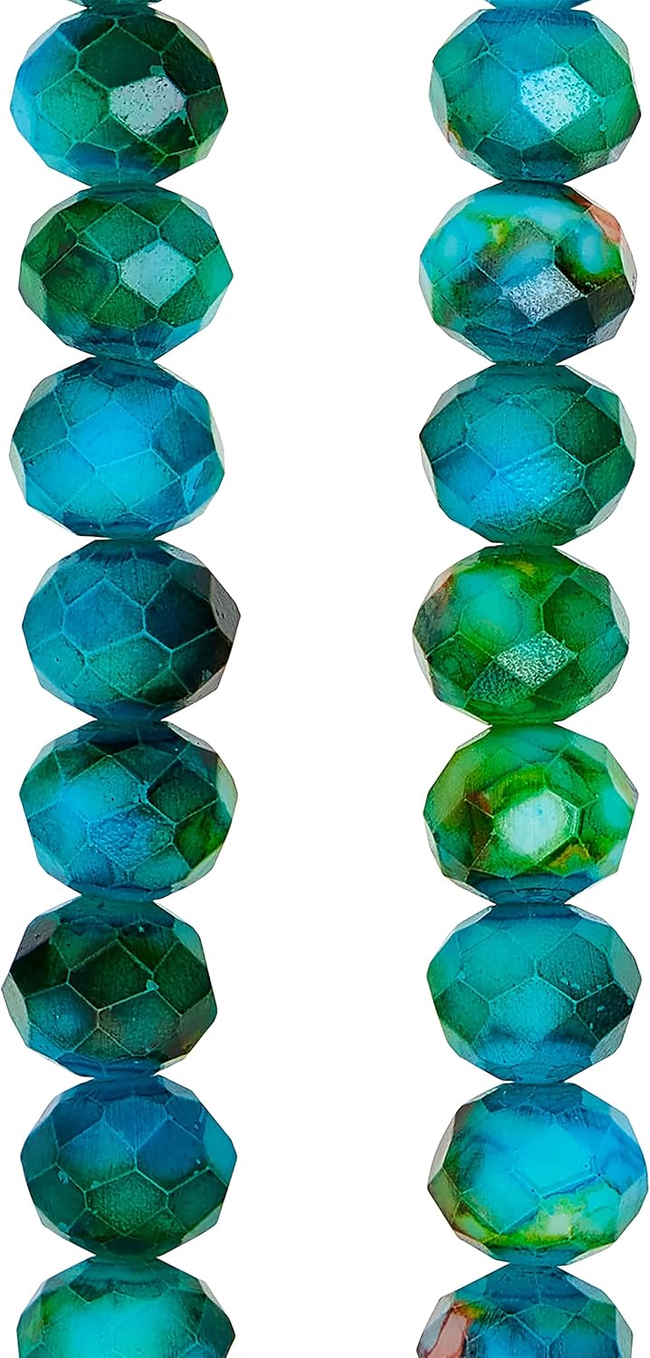 Bead Landing Multicolor Painted Glass Rondelle Beads, 7mm, 12 Pack
