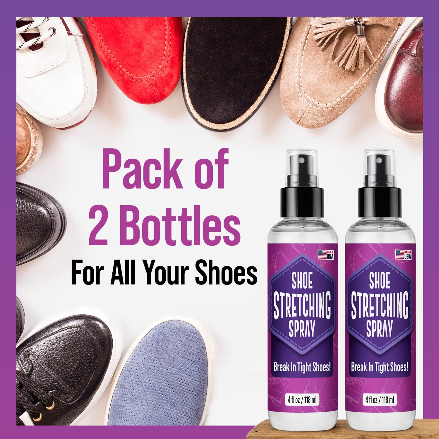[2 Pack] 4oz Shoe Stretcher Sprays Shoe Stretch Spray for